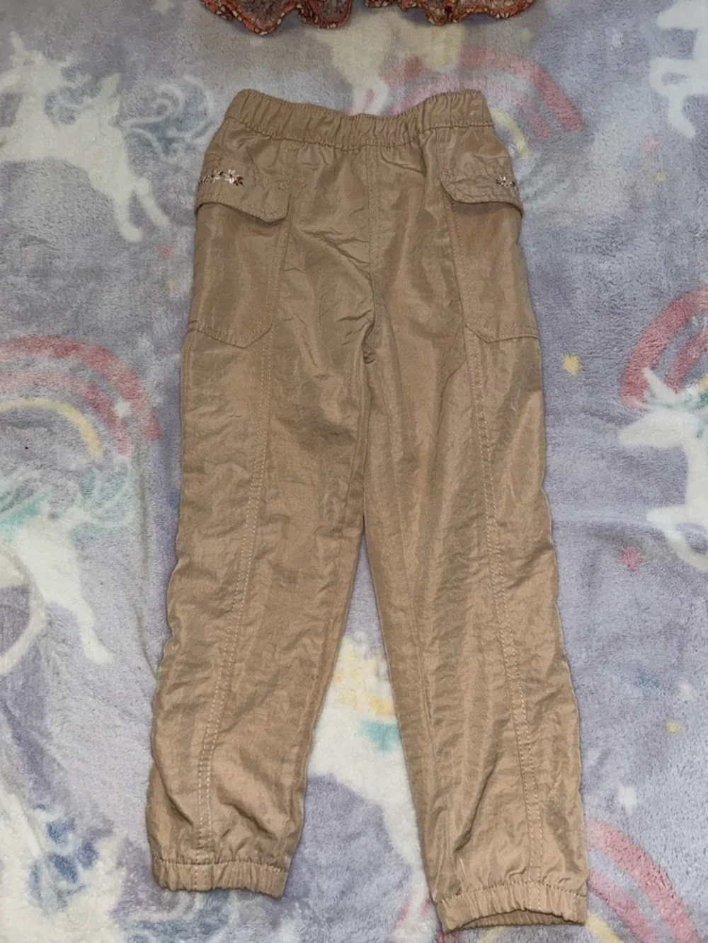 Little Lass Pink Floral Smocked Top and Tan Pants Set - Picture 4 of 4
